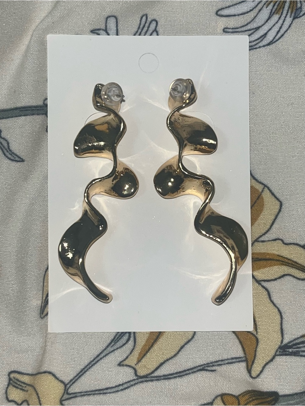 Gold Wavy Drop Earrings - Women Jewelry